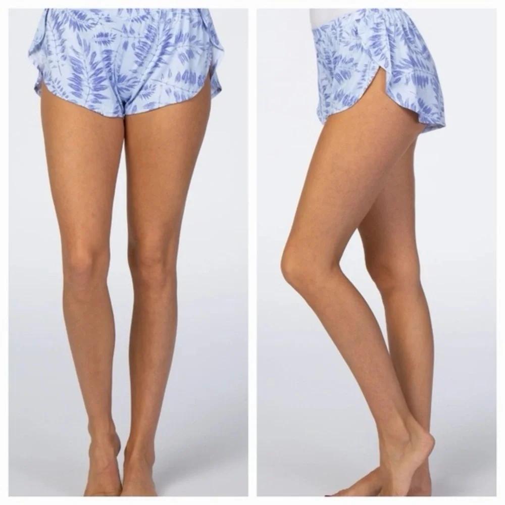 SALE! Hale Bob Periwinkle Palm Print Beach Cover-Up Pajama Micro Short Shorts